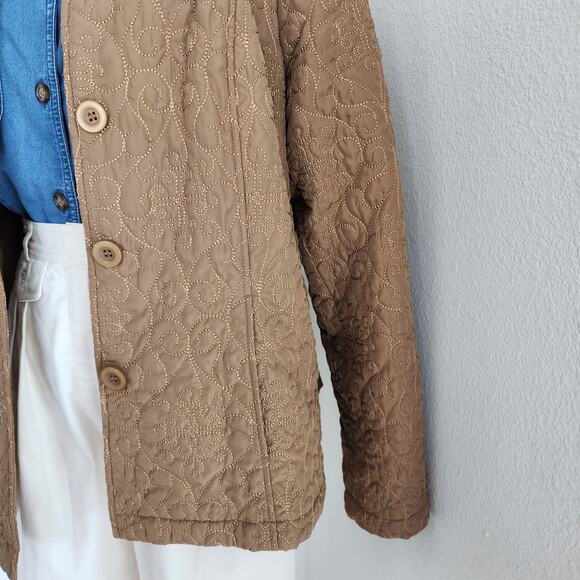 Vintage Requirements Brown Quilted Long Sleeve Button Down Jacket L - Picture 3 of 9